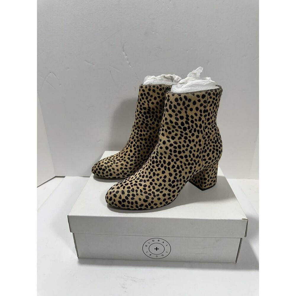 Able Cheetah Dot Celina‎ Leather Skin Ankle Bootie Boots Anthropologie Size 6.5